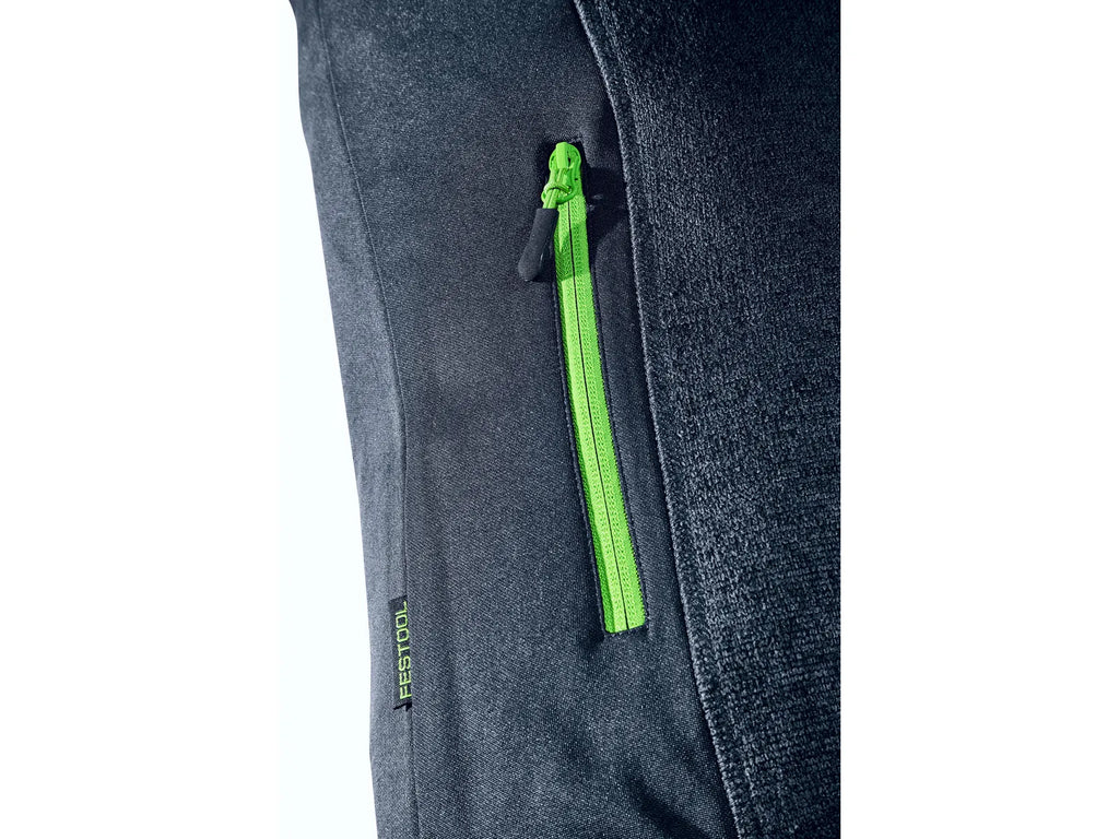 Sweatshirt pour Hommes Festool SJ-FT1 S en Polyester Tricoté 100% avec Poches Latérales et Zip Vert Contrastant - Image 1