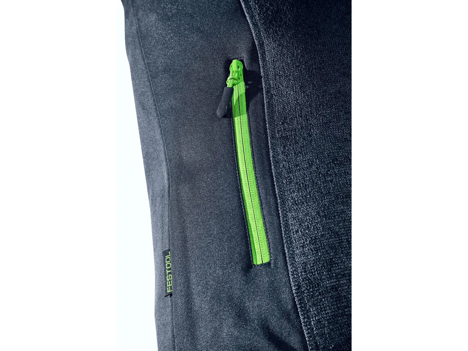 Sweatshirt pour Hommes Festool SJ-FT1 S en Polyester Tricoté 100% avec Poches Latérales et Zip Vert Contrastant - Image 1