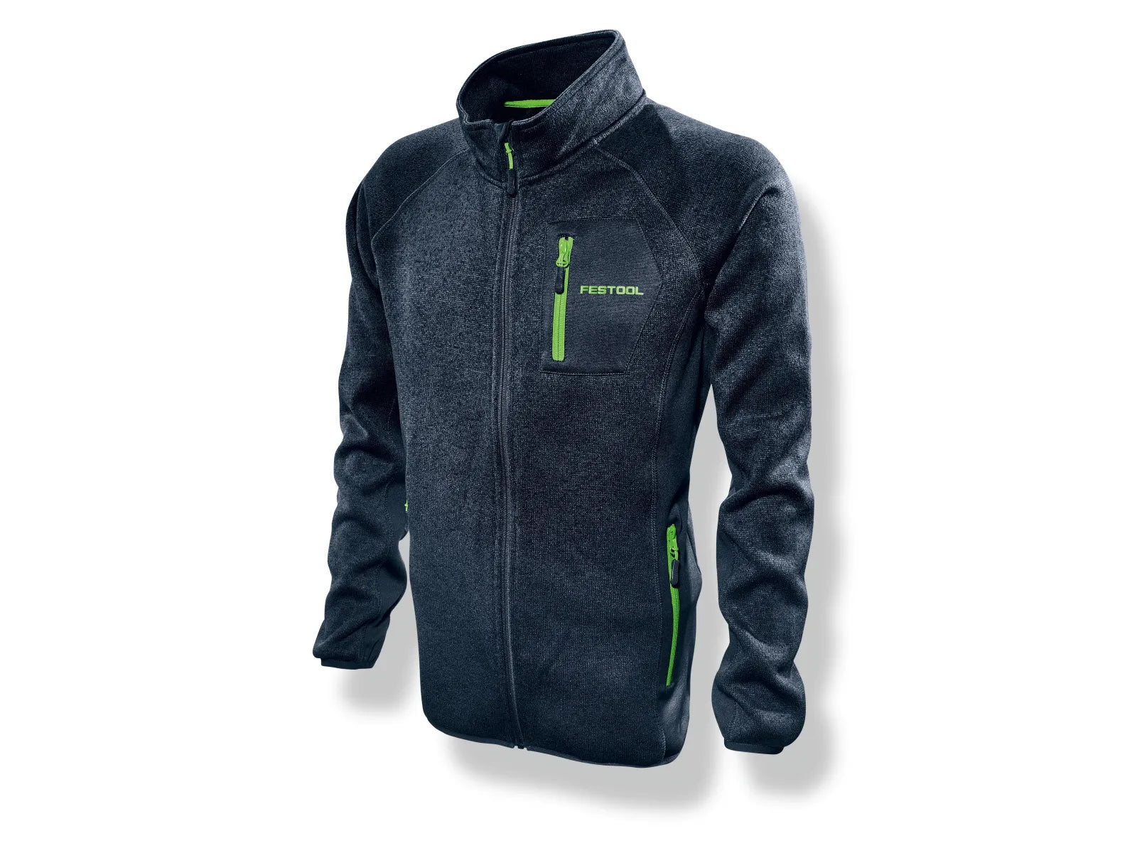 Sweatshirt pour Hommes Festool SJ-FT1 S en Polyester Tricoté 100% avec Poches Latérales et Zip Vert Contrastant - Image 2