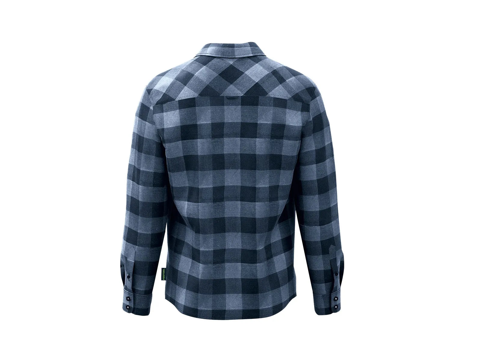 Chemise à Carreaux en Flanelle CKSH-FT1-S, Confortable et Chaude, Bleu Foncé avec Détails Verts - Image 4