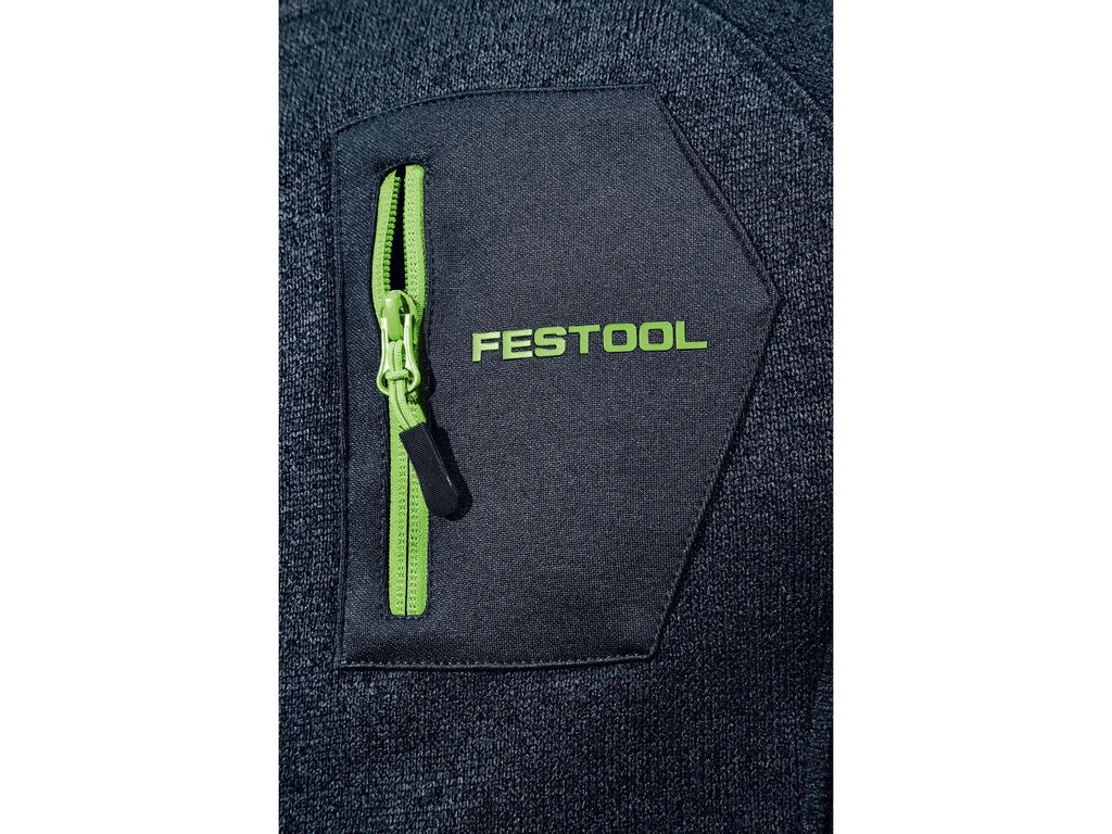 Sweatshirt pour Hommes Festool SJ-FT1 S en Polyester Tricoté 100% avec Poches Latérales et Zip Vert Contrastant - Image 6