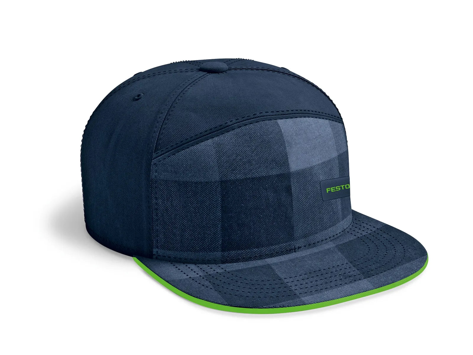 Casquette Snapback GC-FT3 à Carreaux Festool - 100% Coton avec Détails Verts - Image 2